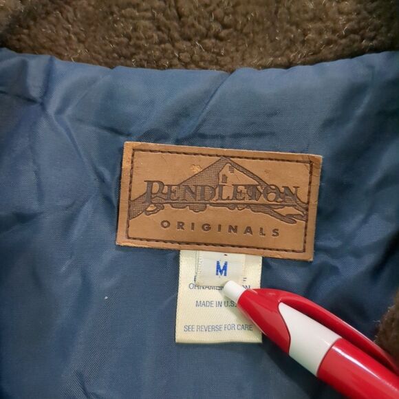 Pendleton Originals Women's Wool Blanket Coat Bear Fish Mountains Pines medium - Picture 7 of 8